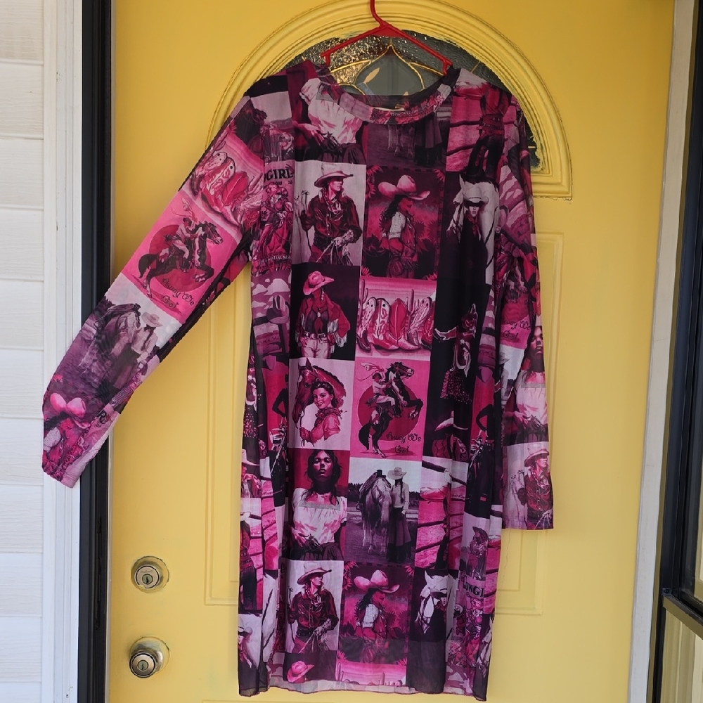 Southern Grace Pink/Black/white Mesh Dress